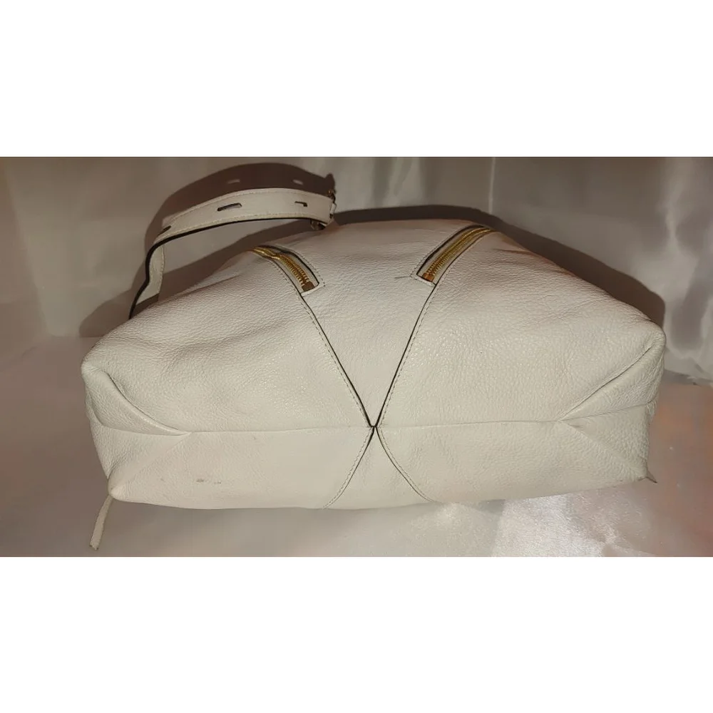 Rebecca Minkoff Moto Double Zip White Leather Hobo Bag